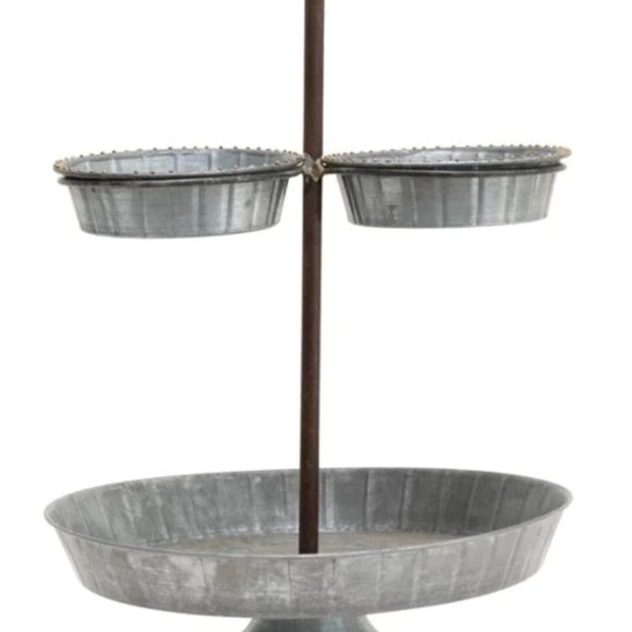 Galvanized 2-Tier Tray with 3 Sections - Picture 2 of 2